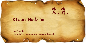 Klaus Noémi névjegykártya
